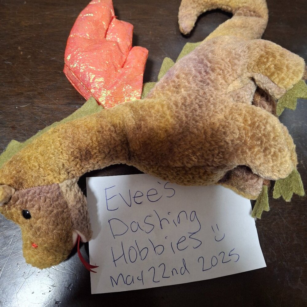 Ty Beanie Baby Scorch dragon tag  retired 7/31/98 RARE NO TAG